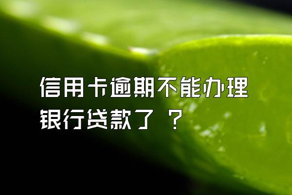 信用卡逾期不能办理银行贷款了 ？