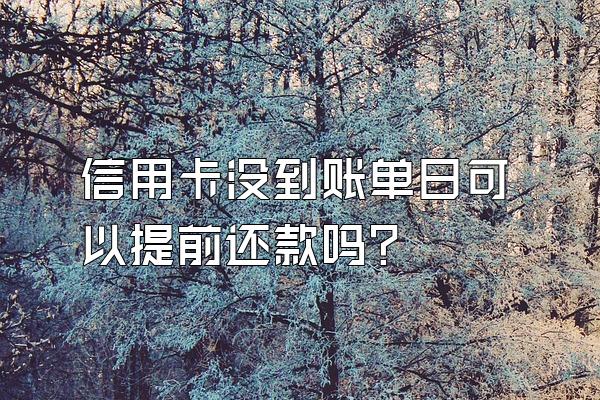 信用卡没到账单日可以提前还款吗？