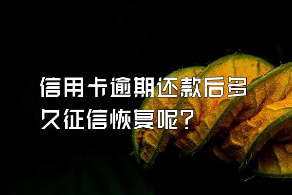 信用卡逾期还款后多久征信恢复呢？