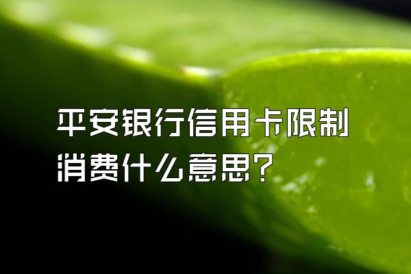平安银行信用卡限制消费什么意思？