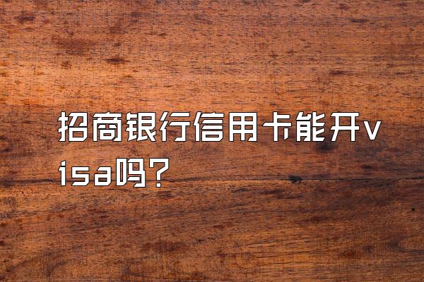 招商银行信用卡能开visa吗？