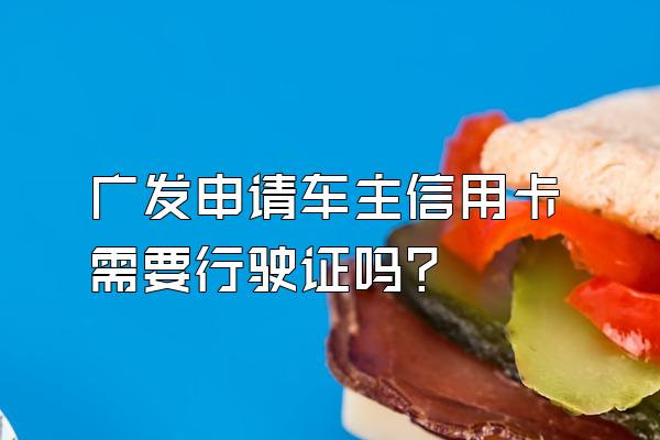 广发申请车主信用卡需要行驶证吗？