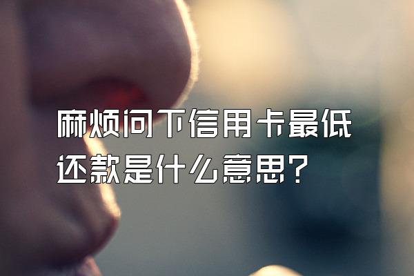 麻烦问下信用卡最低还款是什么意思？