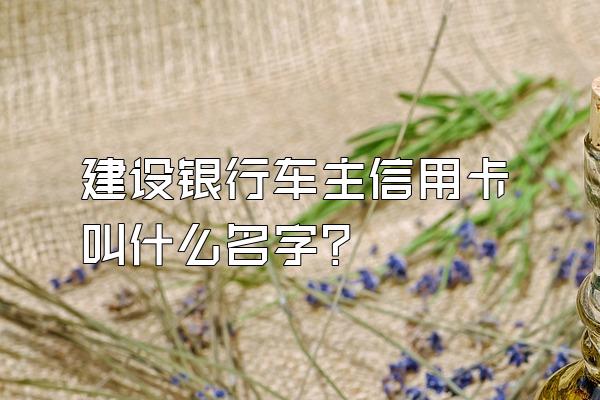 建设银行车主信用卡叫什么名字？