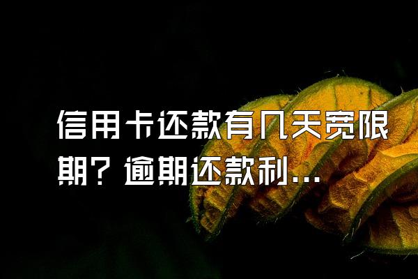 信用卡还款有几天宽限期？逾期还款利息怎么算？