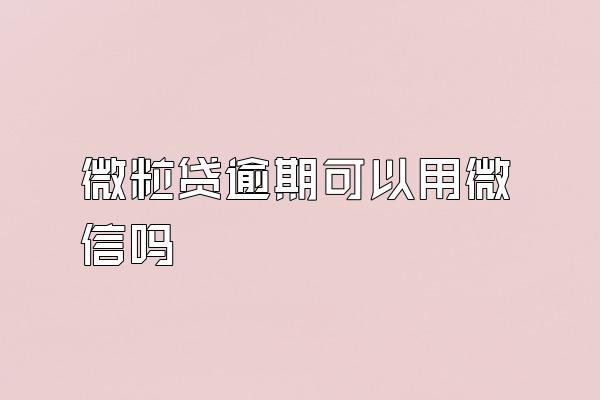 微粒贷逾期可以用微信吗