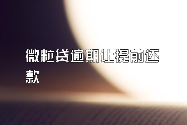 微粒贷逾期让提前还款