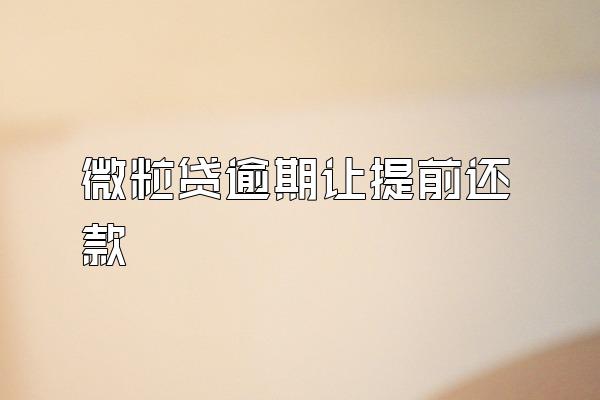微粒贷逾期让提前还款
