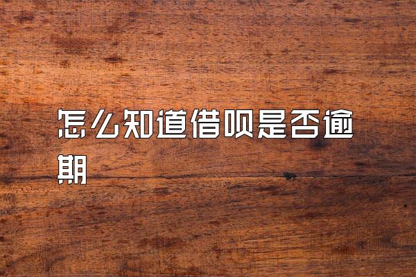 怎么知道借呗是否逾期