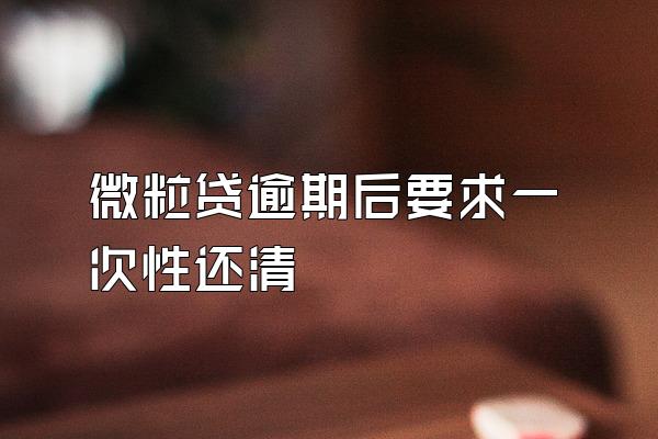 微粒贷逾期后要求一次性还清