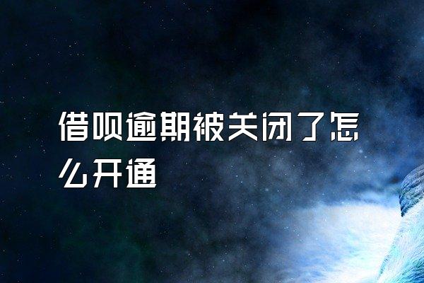 借呗逾期被关闭了怎么开通