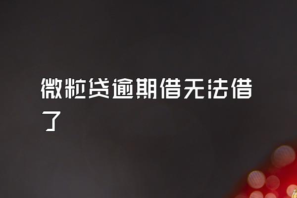 微粒贷逾期借无法借了