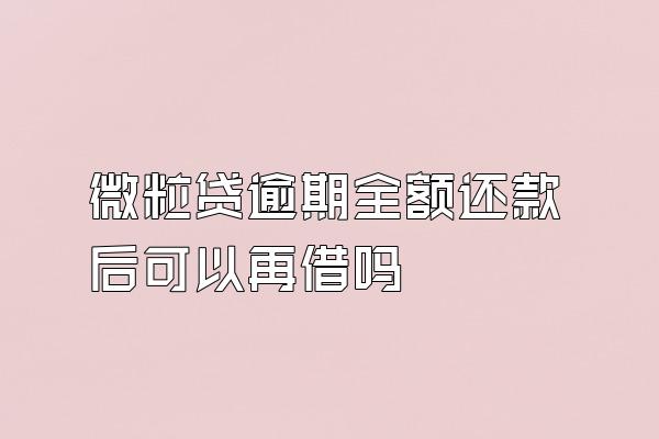 微粒贷逾期全额还款后可以再借吗