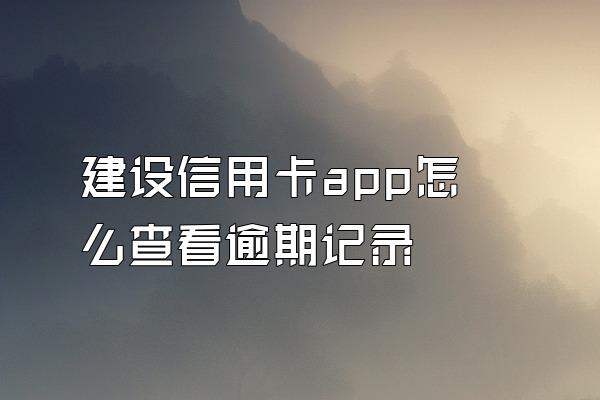 建设信用卡app怎么查看逾期记录