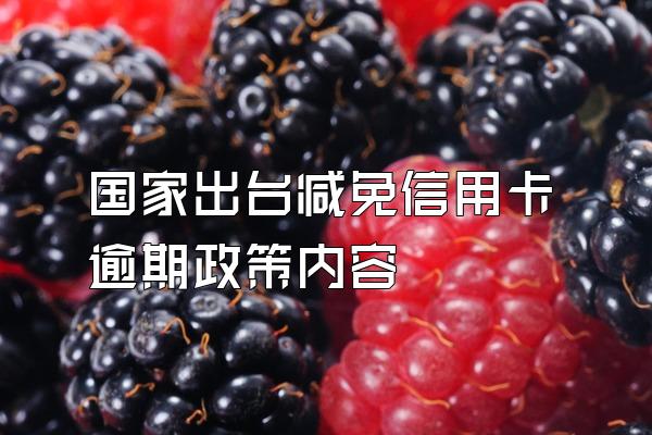 国家出台减免信用卡逾期政策内容