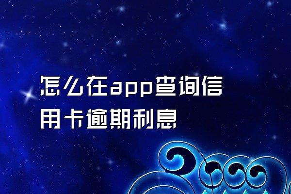 怎么在app查询信用卡逾期利息