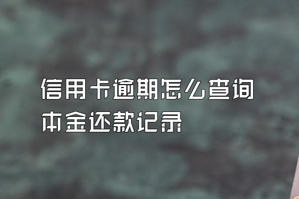 信用卡逾期怎么查询本金还款记录