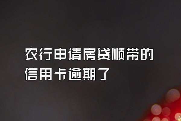 农行申请房贷顺带的信用卡逾期了