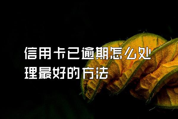 信用卡已逾期怎么处理最好的方法