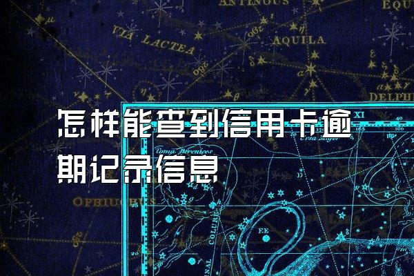 怎样能查到信用卡逾期记录信息