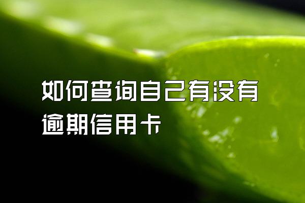 如何查询自己有没有逾期信用卡