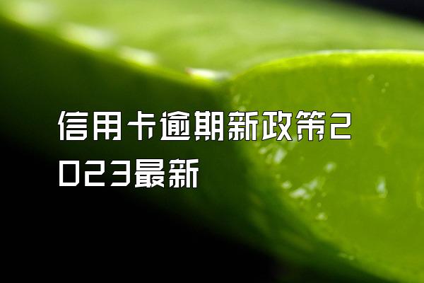 信用卡逾期新政策2023最新