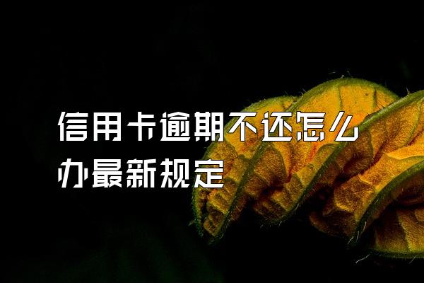 信用卡逾期不还怎么办最新规定