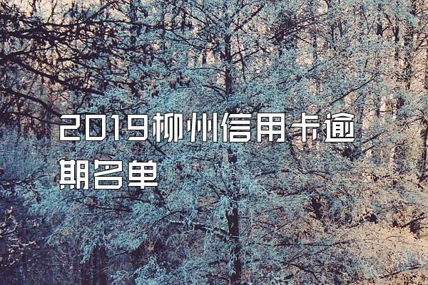 2019柳州信用卡逾期名单