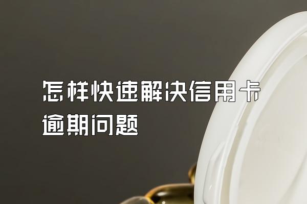 怎样快速解决信用卡逾期问题