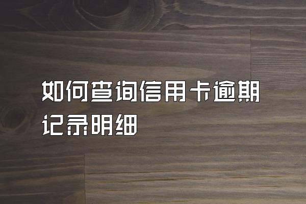 如何查询信用卡逾期记录明细