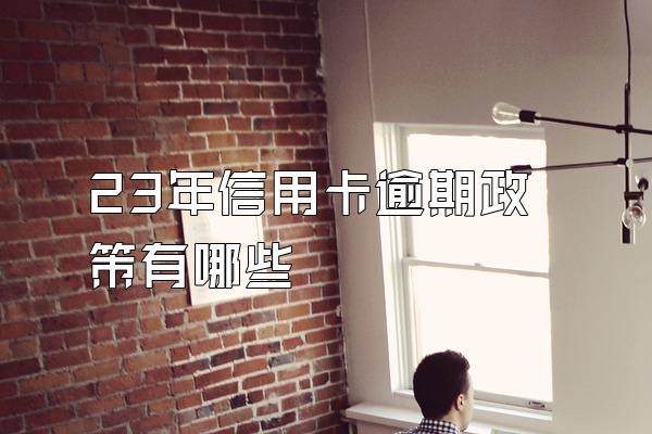 23年信用卡逾期政策有哪些