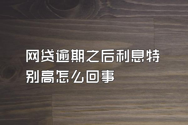 网贷逾期之后利息特别高怎么回事