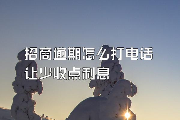 招商逾期怎么打电话让少收点利息