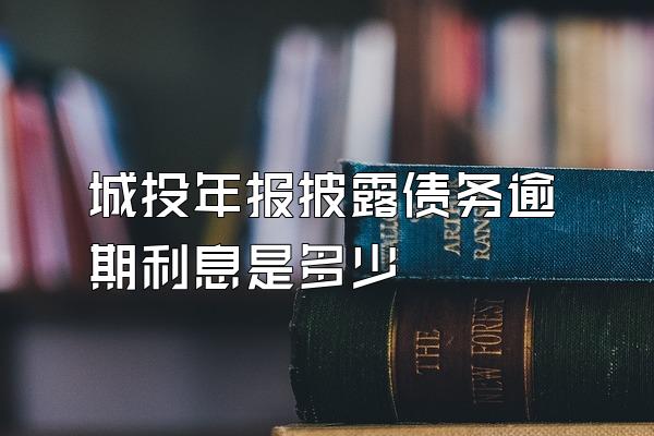 城投年报披露债务逾期利息是多少