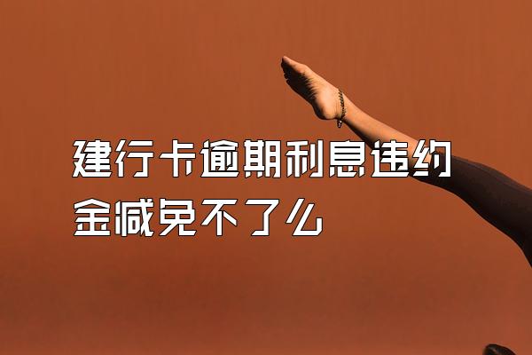 建行卡逾期利息违约金减免不了么