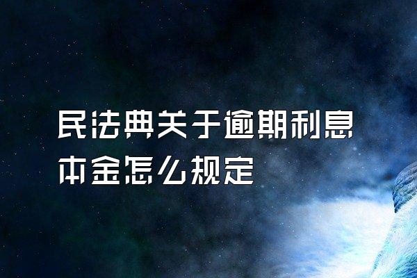 民法典关于逾期利息本金怎么规定