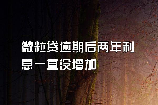 微粒贷逾期后两年利息一直没增加