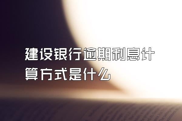 建设银行逾期利息计算方式是什么