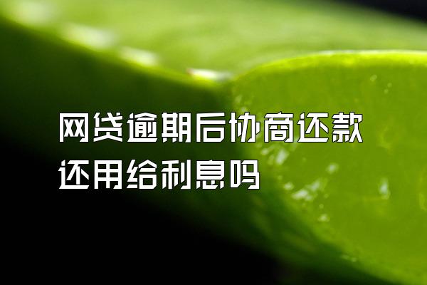 网贷逾期后协商还款还用给利息吗