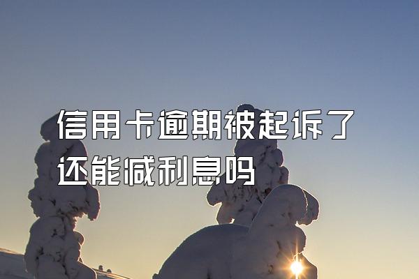 信用卡逾期被起诉了还能减利息吗