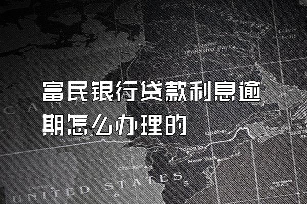 富民银行贷款利息逾期怎么办理的