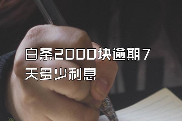 白条2000块逾期7天多少利息