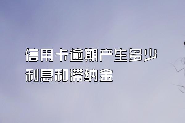 信用卡逾期产生多少利息和滞纳金