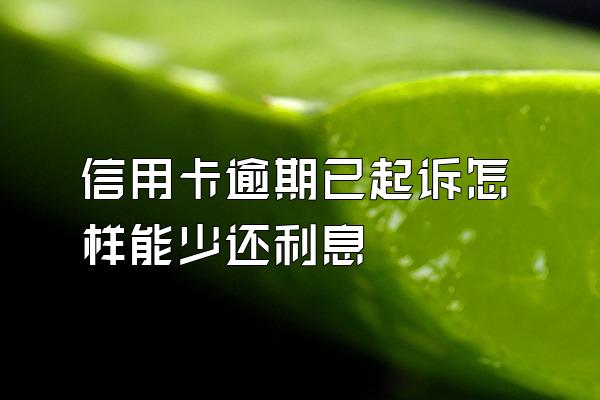 信用卡逾期已起诉怎样能少还利息