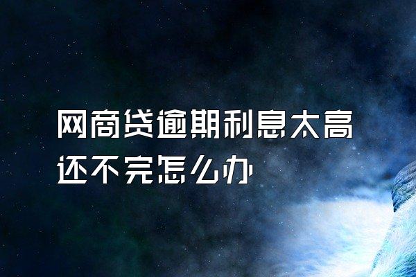 网商贷逾期利息太高还不完怎么办