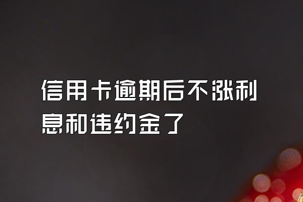 信用卡逾期后不涨利息和违约金了