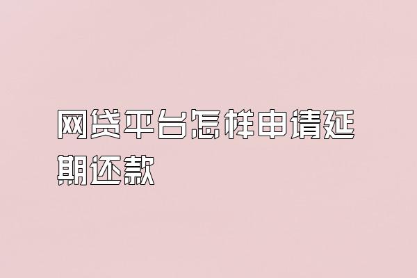 网贷平台怎样申请延期还款