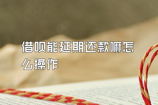 借呗能延期还款嘛怎么操作