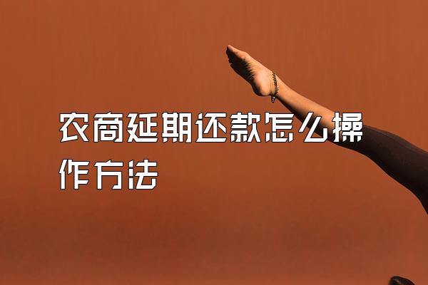 农商延期还款怎么操作方法
