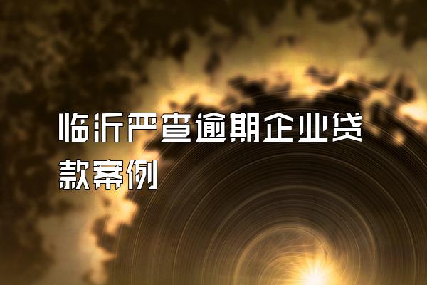 临沂严查逾期企业贷款案例